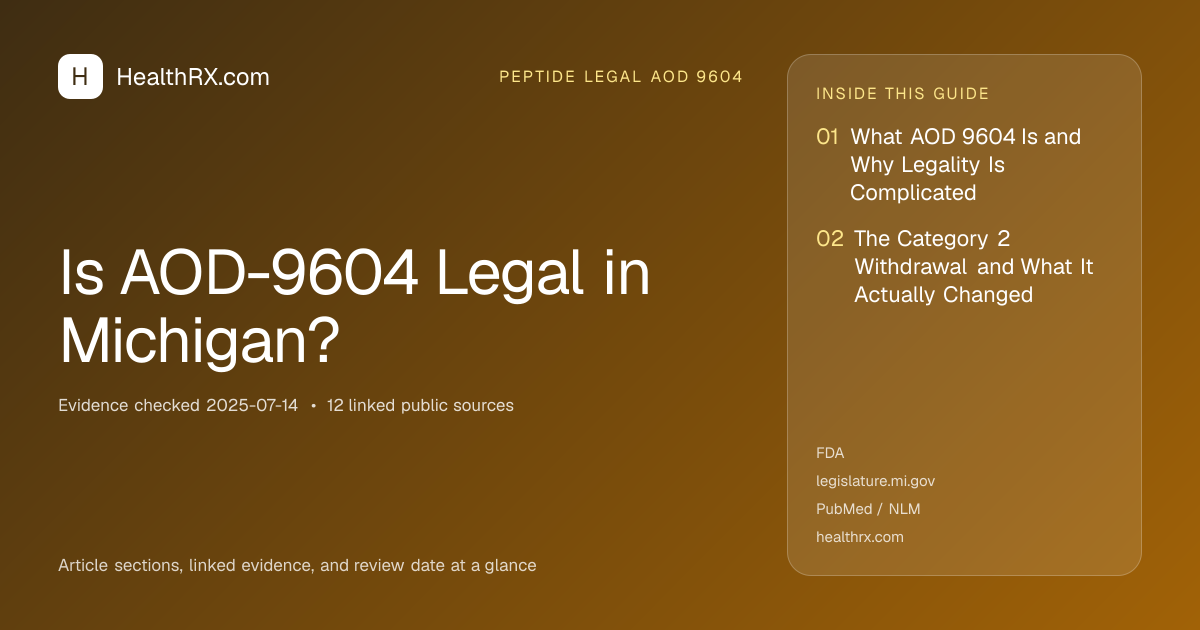 Evidence overview for Is AOD-9604 Legal in Michigan?