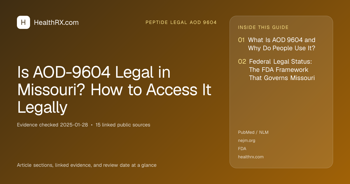 Evidence overview for Is AOD-9604 Legal in Missouri? How to Access It Legally