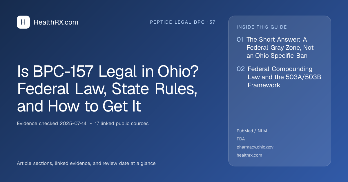 Evidence overview for Is BPC-157 Legal in Ohio? Federal Law, State Rules, and How to Get It