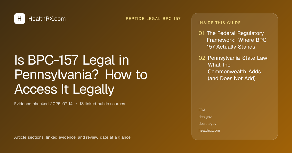 Evidence overview for Is BPC-157 Legal in Pennsylvania? How to Access It Legally