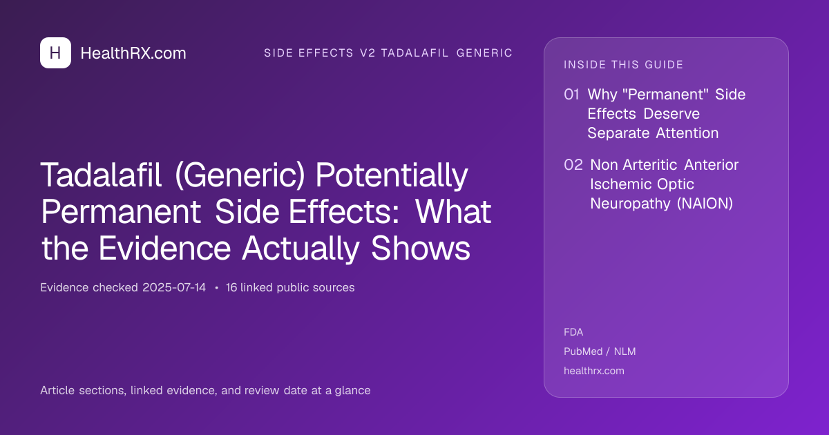 Evidence overview for Tadalafil (Generic) Potentially Permanent Side Effects: What the Evidence Actually Shows