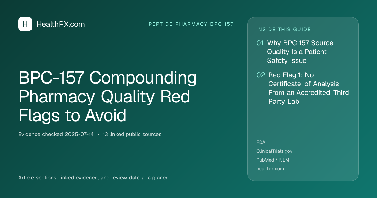 Evidence overview for BPC-157 Compounding Pharmacy Quality Red Flags to Avoid