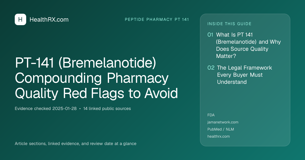 Evidence overview for PT-141 (Bremelanotide) Compounding Pharmacy Quality Red Flags to Avoid