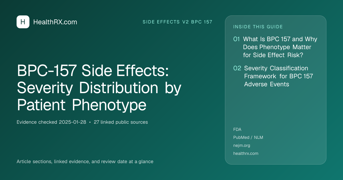 Evidence overview for BPC-157 Side Effects: Severity Distribution by Patient Phenotype