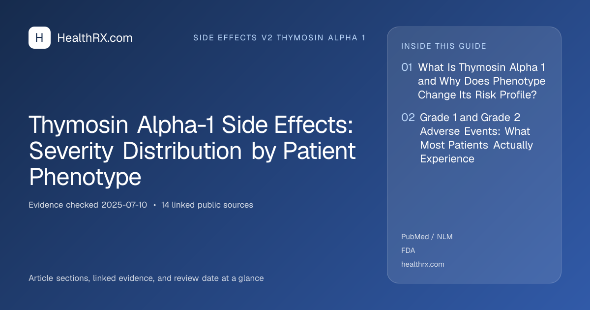 Evidence overview for Thymosin Alpha-1 Side Effects: Severity Distribution by Patient Phenotype