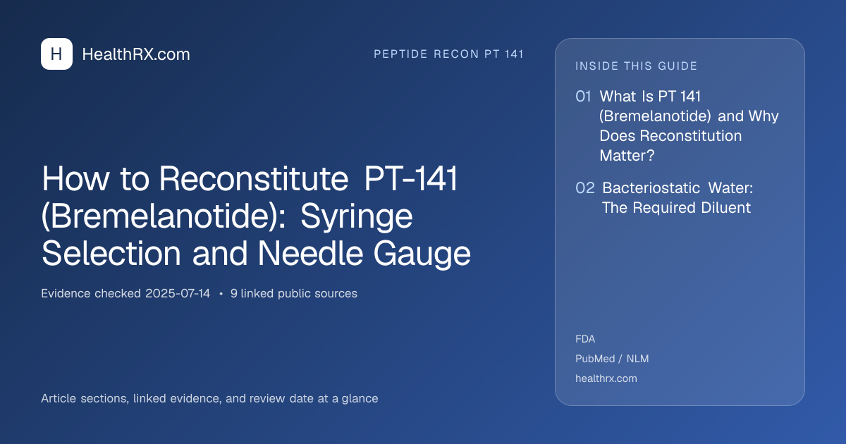 Evidence overview for How to Reconstitute PT-141 (Bremelanotide): Syringe Selection and Needle Gauge