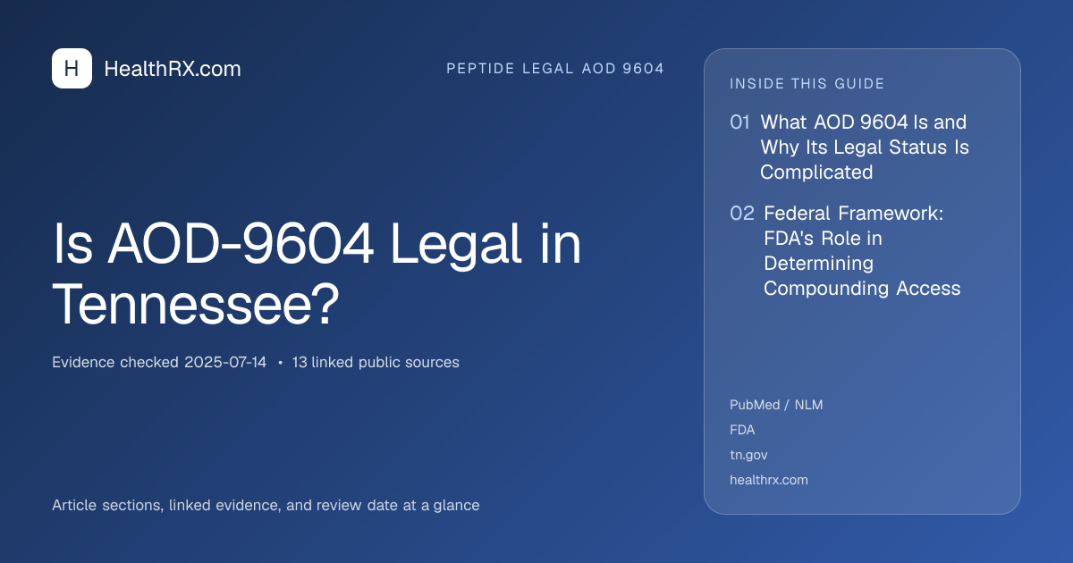 Evidence overview for Is AOD-9604 Legal in Tennessee?