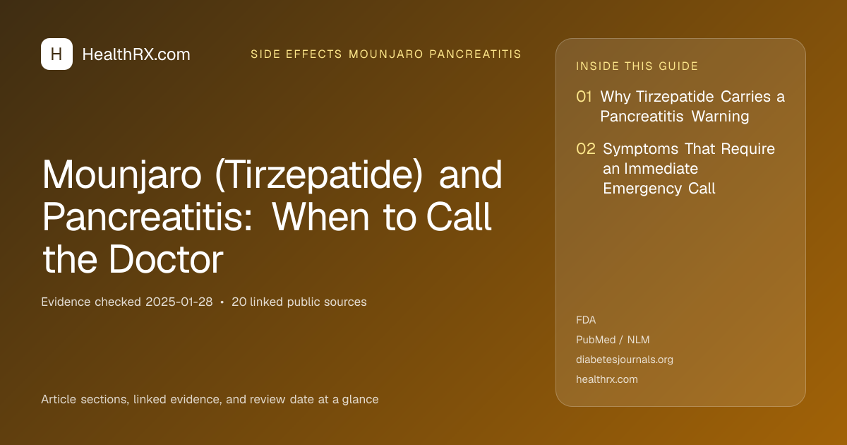 Evidence overview for Mounjaro (Tirzepatide) and Pancreatitis: When to Call the Doctor