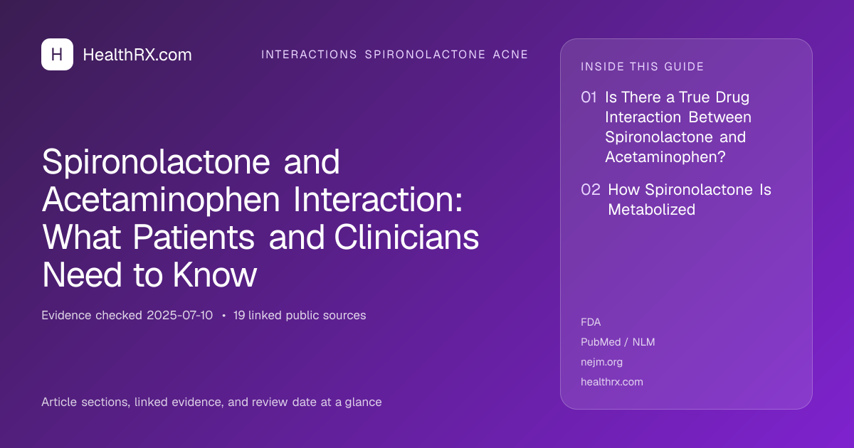 Evidence overview for interactions spironolactone acne: Spironolactone and Acetaminophen Interaction: What Patients and Clinicians Need to Know