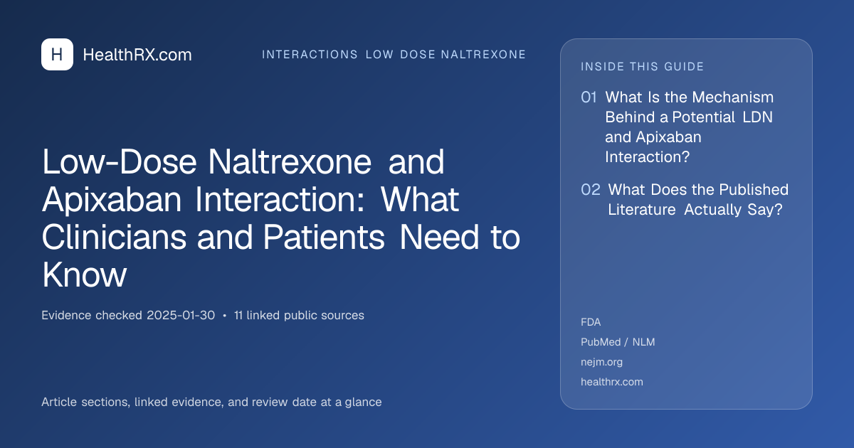 Evidence overview for interactions low dose naltrexone: Low-Dose Naltrexone and Apixaban Interaction: What Clinicians and Patients Need to Know