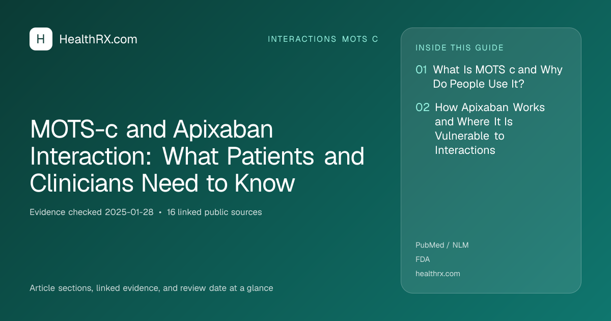 Evidence overview for MOTS-c and Apixaban Interaction: What Patients and Clinicians Need to Know
