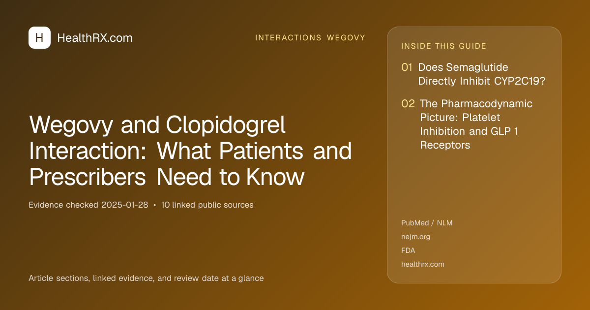 Evidence overview for Wegovy and Clopidogrel Interaction: What Patients and Prescribers Need to Know