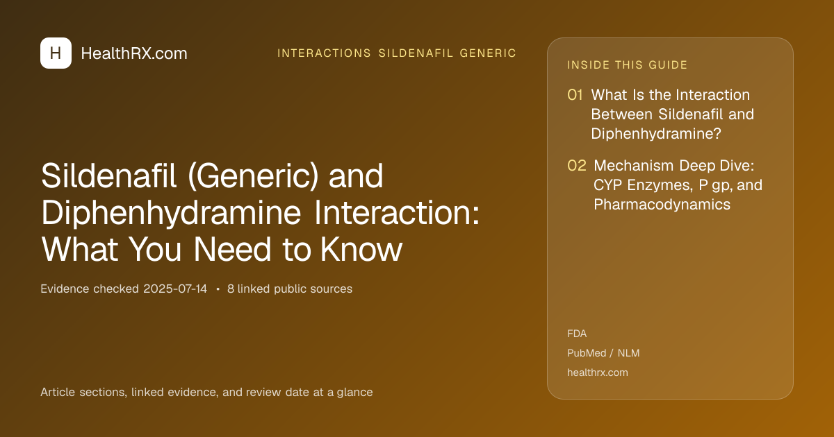 Evidence overview for interactions sildenafil generic: Sildenafil (Generic) and Diphenhydramine Interaction: What You Need to Know
