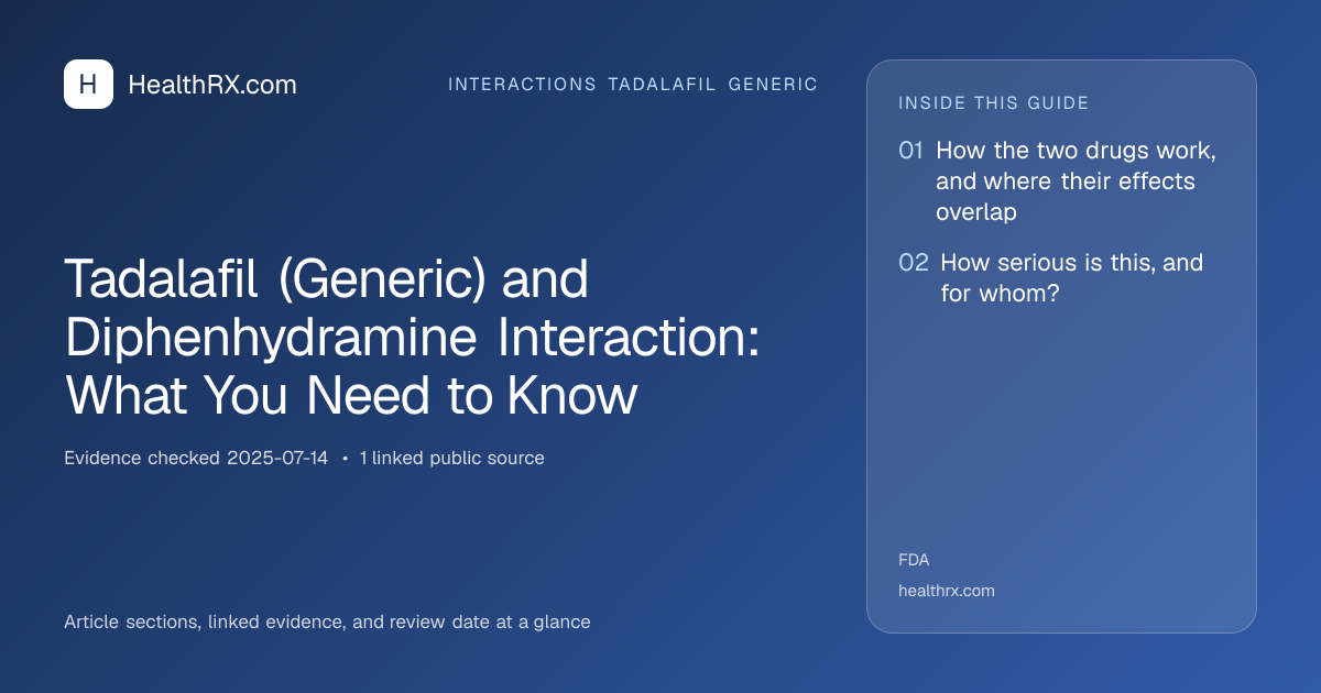 Evidence overview for Tadalafil (Generic) and Diphenhydramine Interaction: What You Need to Know