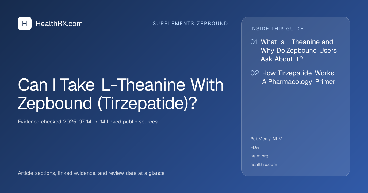 Evidence overview for Can I Take L-Theanine With Zepbound (Tirzepatide)?