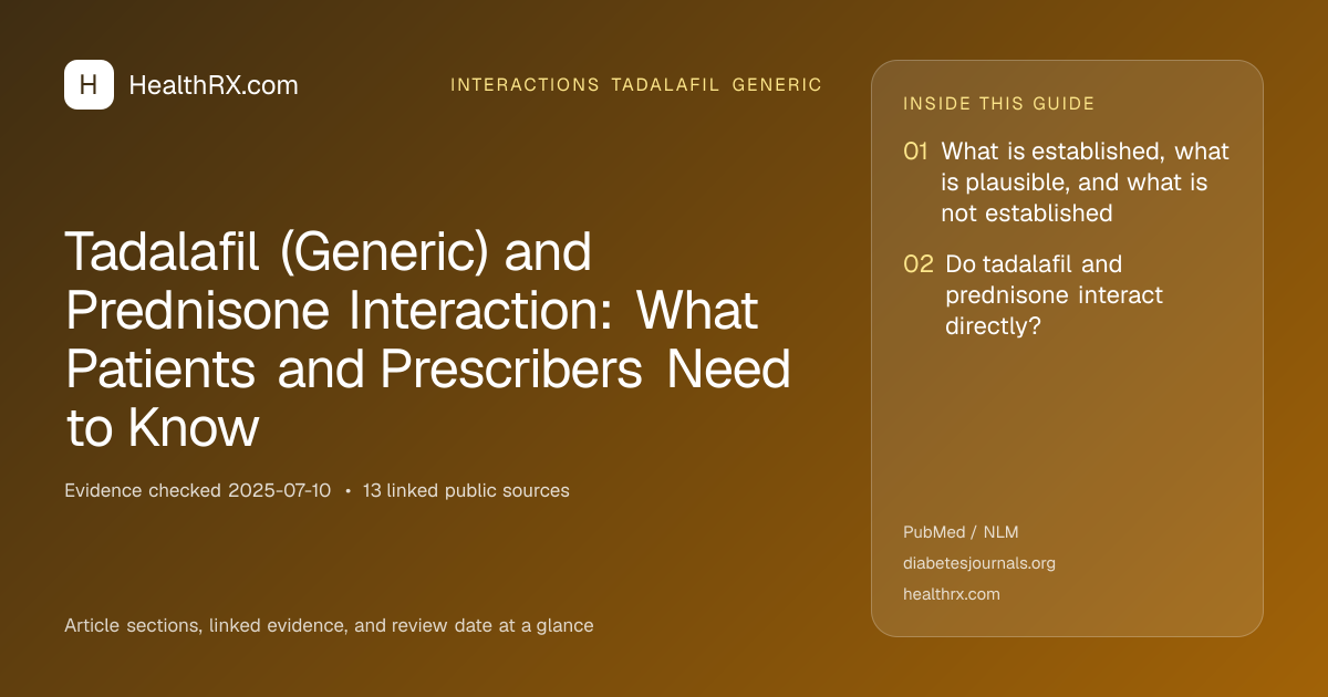 Evidence overview for Tadalafil (Generic) and Prednisone Interaction: What Patients and Prescribers Need to Know