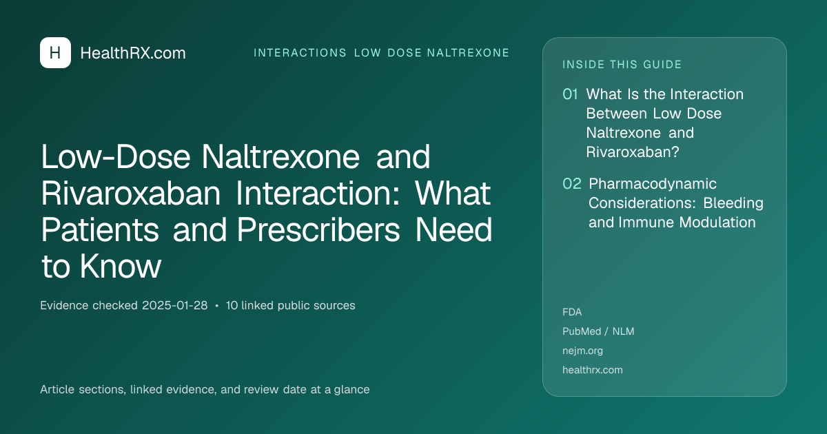 Evidence overview for interactions low dose naltrexone: Low-Dose Naltrexone and Rivaroxaban Interaction: What Patients and Prescribers Need to Know