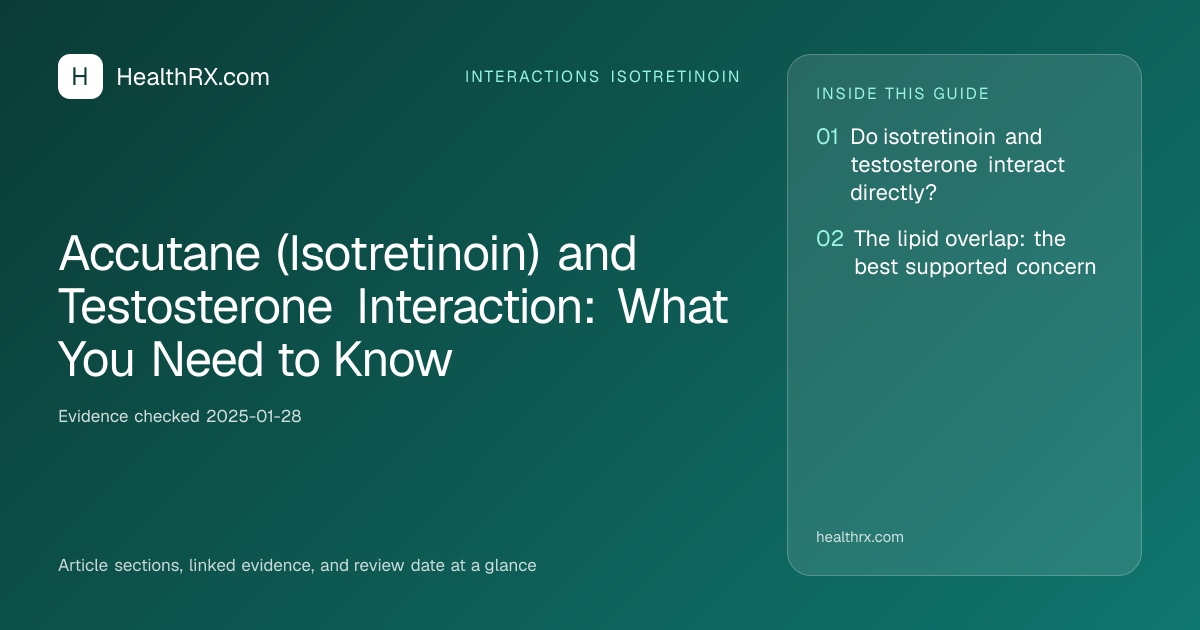 Evidence overview for Accutane (Isotretinoin) and Testosterone Interaction: What You Need to Know