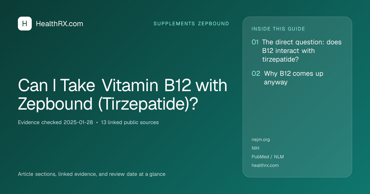 Evidence overview for Can I Take Vitamin B12 with Zepbound (Tirzepatide)?