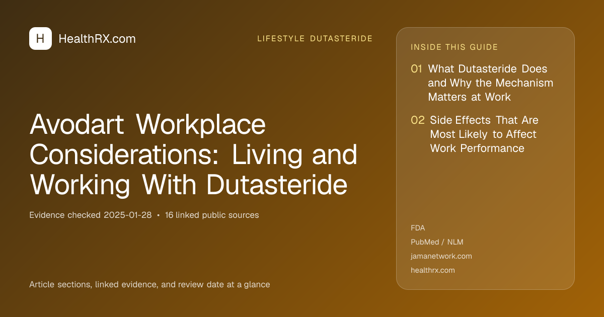 Evidence overview for lifestyle dutasteride: Avodart Workplace Considerations: Living and Working With Dutasteride