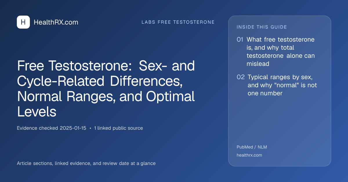Evidence overview for Free Testosterone: Sex- and Cycle-Related Differences, Normal Ranges, and Optimal Levels