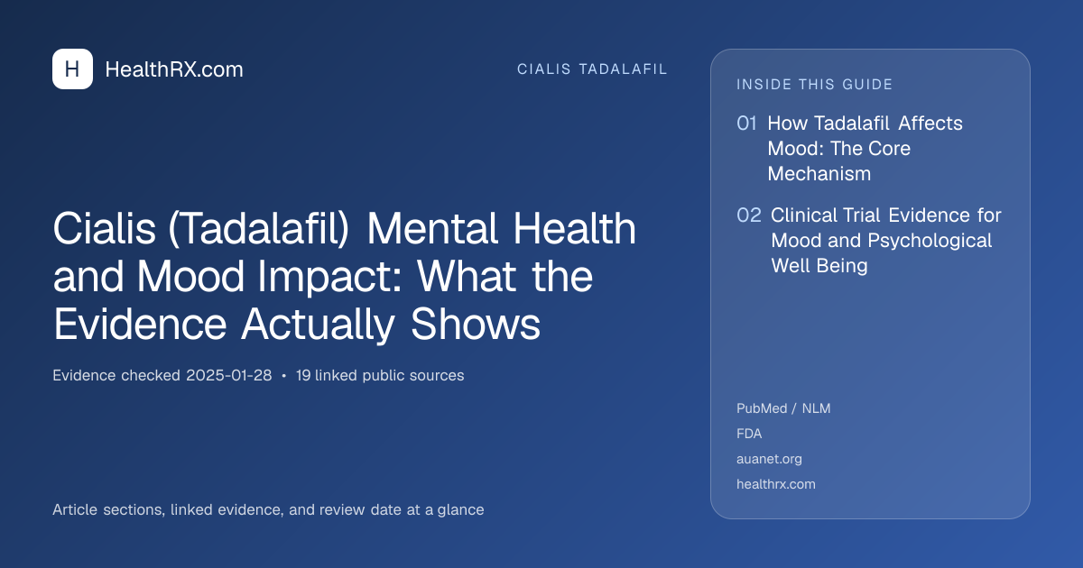 Evidence overview for cialis tadalafil: Cialis (Tadalafil) Mental Health and Mood Impact: What the Evidence Actually Shows