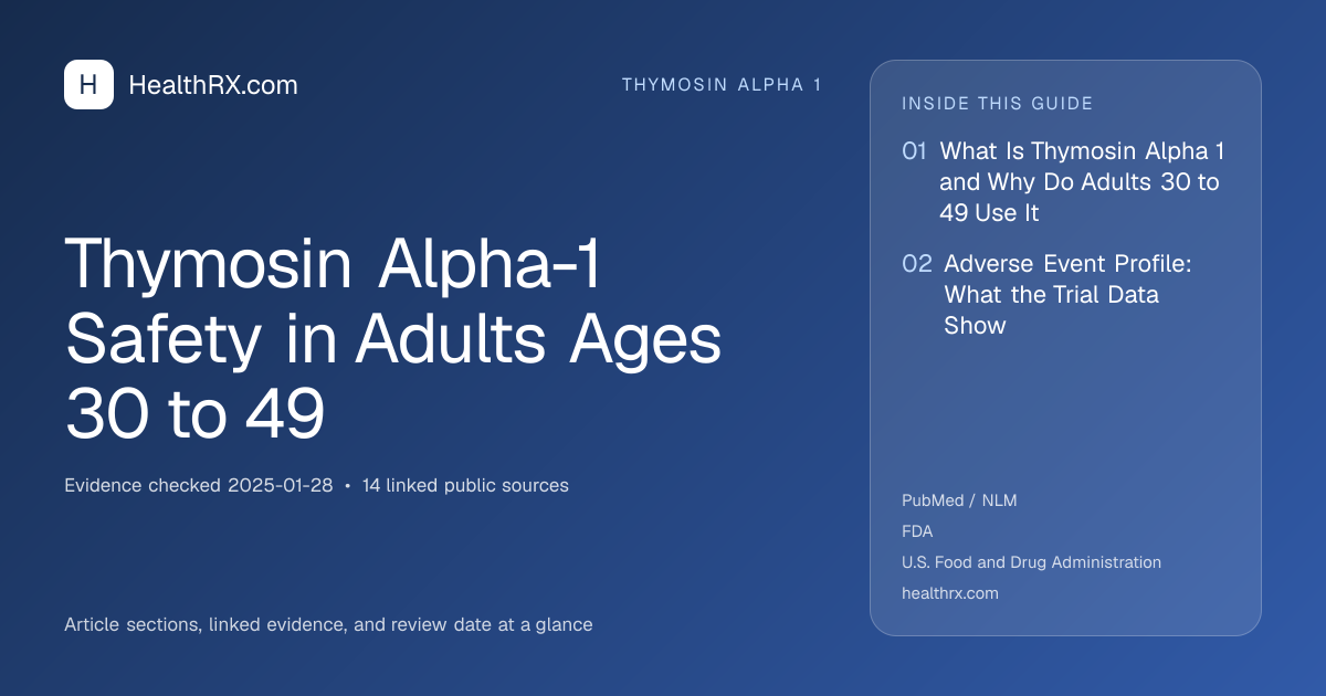 Evidence overview for Thymosin Alpha-1 Safety in Adults Ages 30 to 49