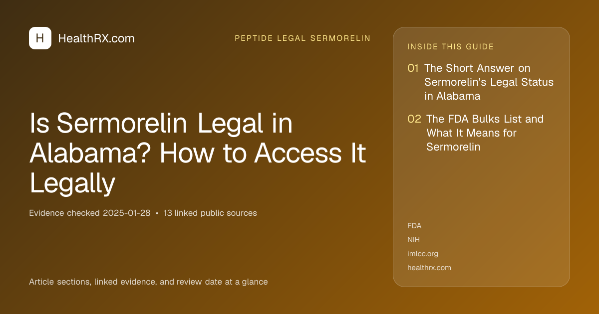 Evidence overview for Is Sermorelin Legal in Alabama? How to Access It Legally