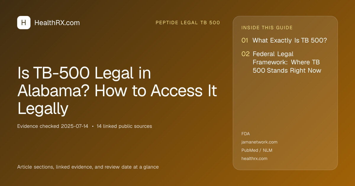 Evidence overview for Is TB-500 Legal in Alabama? How to Access It Legally