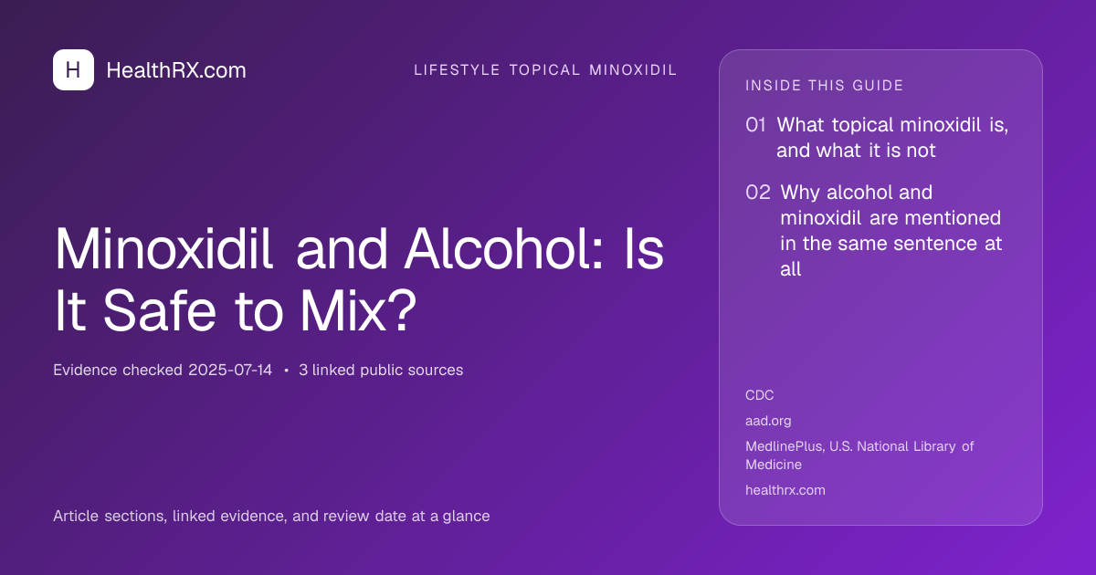 Evidence overview for lifestyle topical minoxidil: Minoxidil and Alcohol: Is It Safe to Mix?