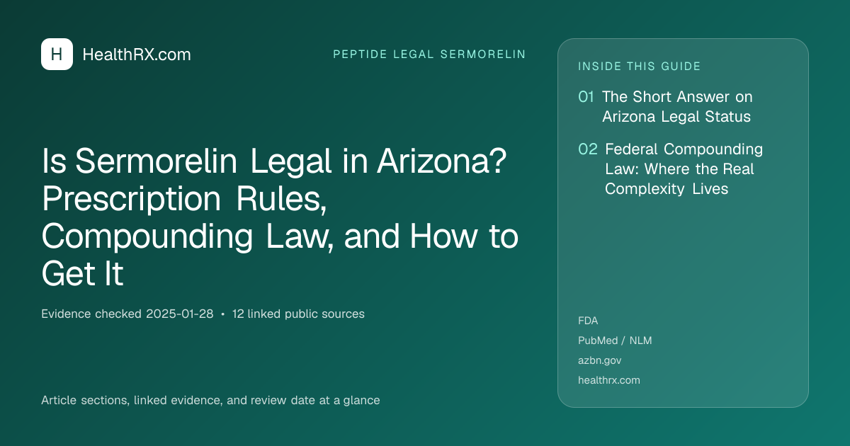 Evidence overview for Is Sermorelin Legal in Arizona? Prescription Rules, Compounding Law, and How to Get It