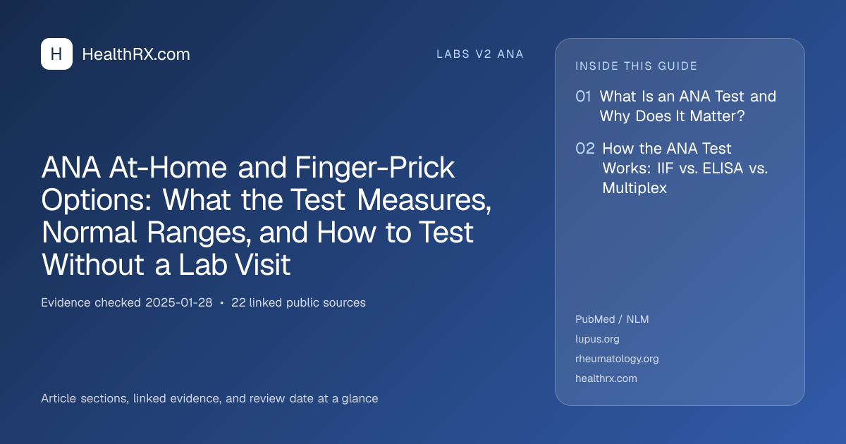 Evidence overview for ANA At-Home and Finger-Prick Options: What the Test Measures, Normal Ranges, and How to Test Without a Lab Visit