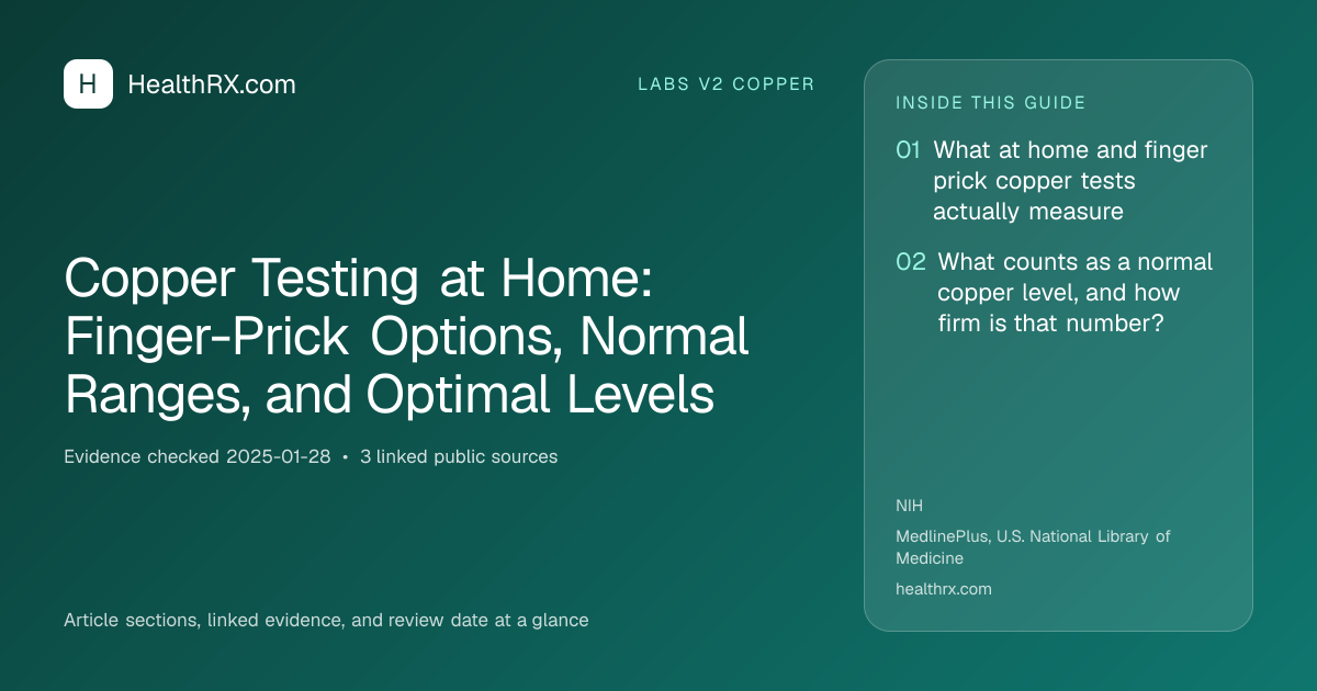Evidence overview for Copper Testing at Home: Finger-Prick Options, Normal Ranges, and Optimal Levels