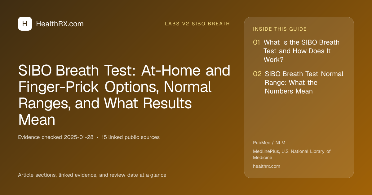 Evidence overview for SIBO Breath Test: At-Home and Finger-Prick Options, Normal Ranges, and What Results Mean