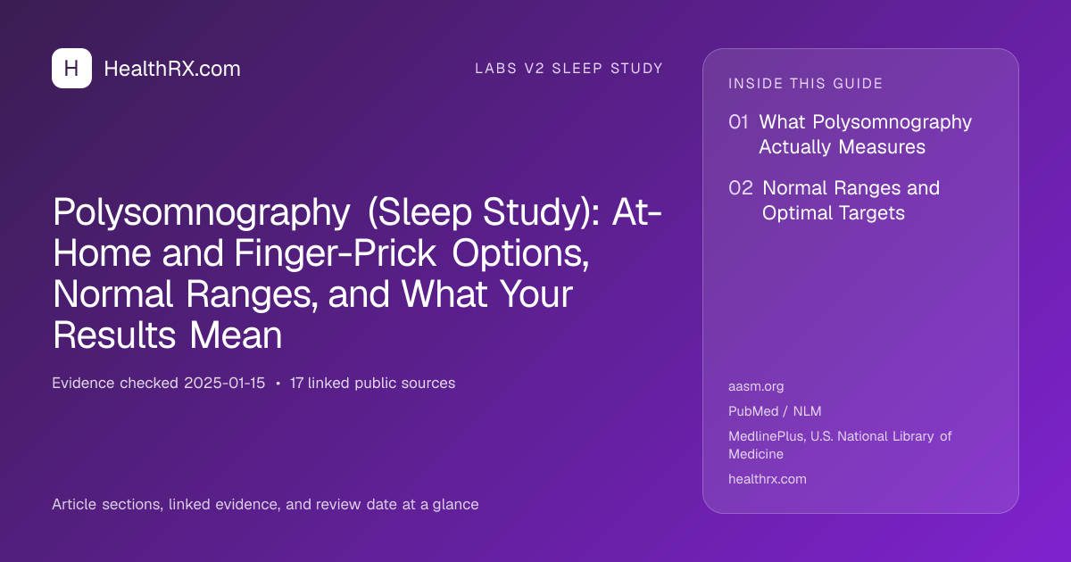 Evidence overview for Polysomnography (Sleep Study): At-Home and Finger-Prick Options, Normal Ranges, and What Your Results Mean
