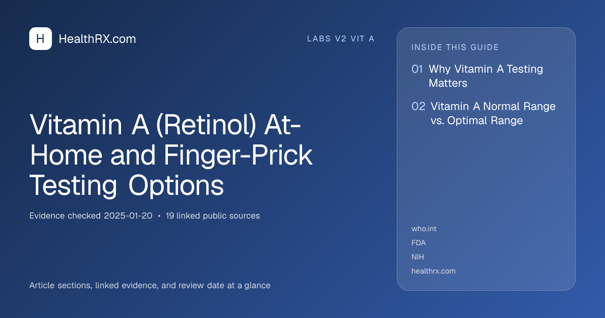 Evidence overview for Vitamin A (Retinol) At-Home and Finger-Prick Testing Options