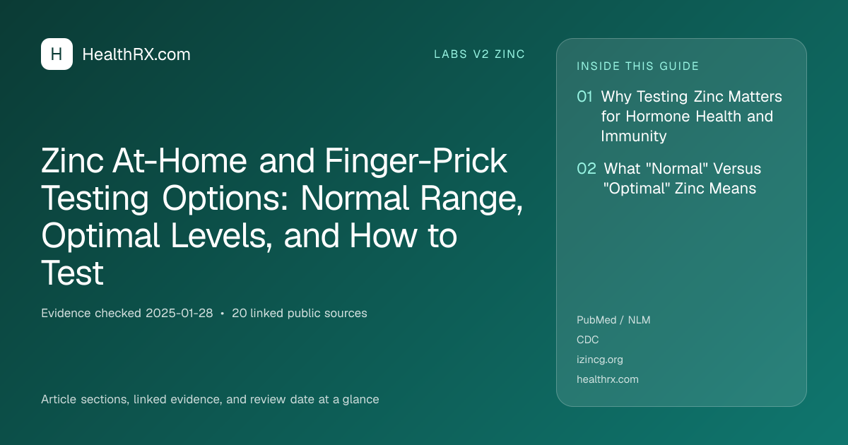 Evidence overview for Zinc At-Home and Finger-Prick Testing Options: Normal Range, Optimal Levels, and How to Test