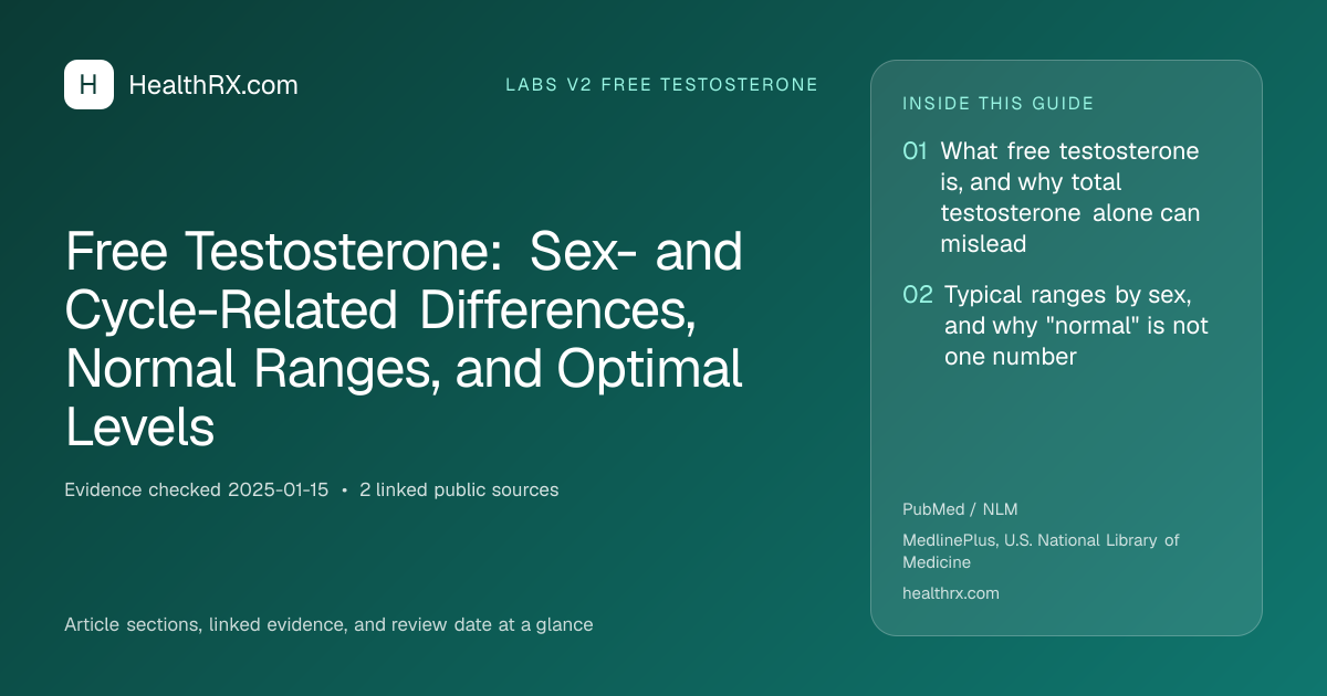 Evidence overview for Free Testosterone: Sex- and Cycle-Related Differences, Normal Ranges, and Optimal Levels