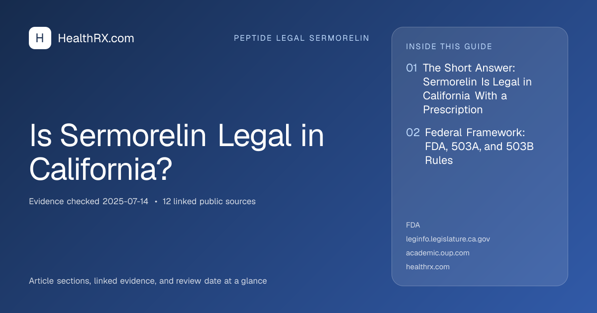 Evidence overview for Is Sermorelin Legal in California?