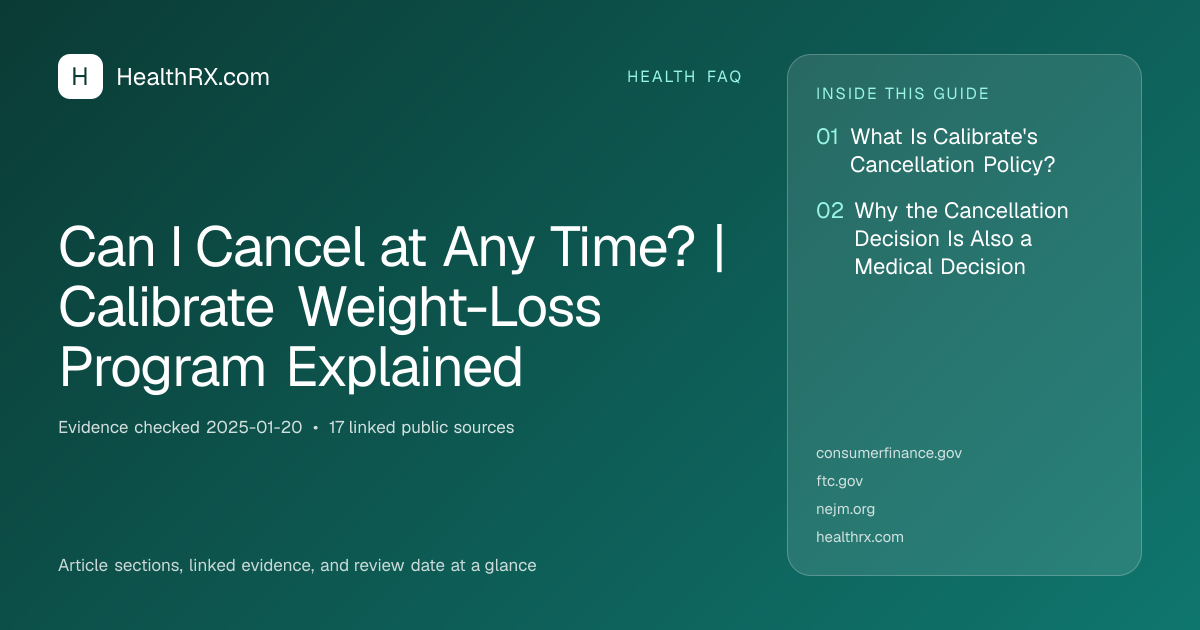 Evidence overview for Can I Cancel at Any Time? | Calibrate Weight-Loss Program Explained