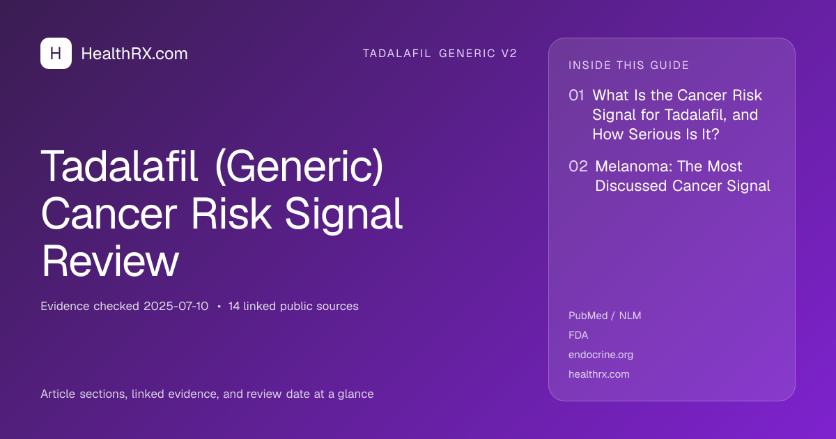 Evidence overview for Tadalafil (Generic) Cancer Risk Signal Review