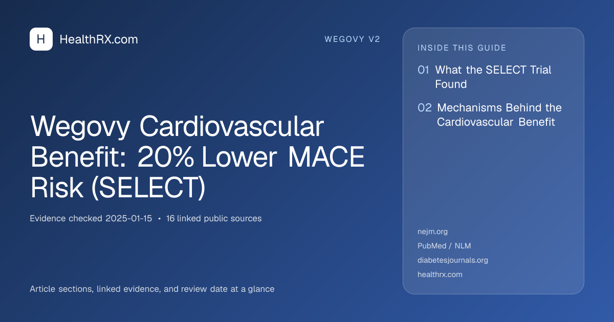 Evidence overview for Wegovy Cardiovascular Benefit: 20% Lower MACE Risk (SELECT)