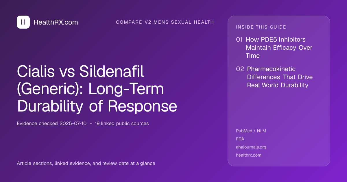 Evidence overview for compare v2 mens sexual health: Cialis vs Sildenafil (Generic): Long-Term Durability of Response