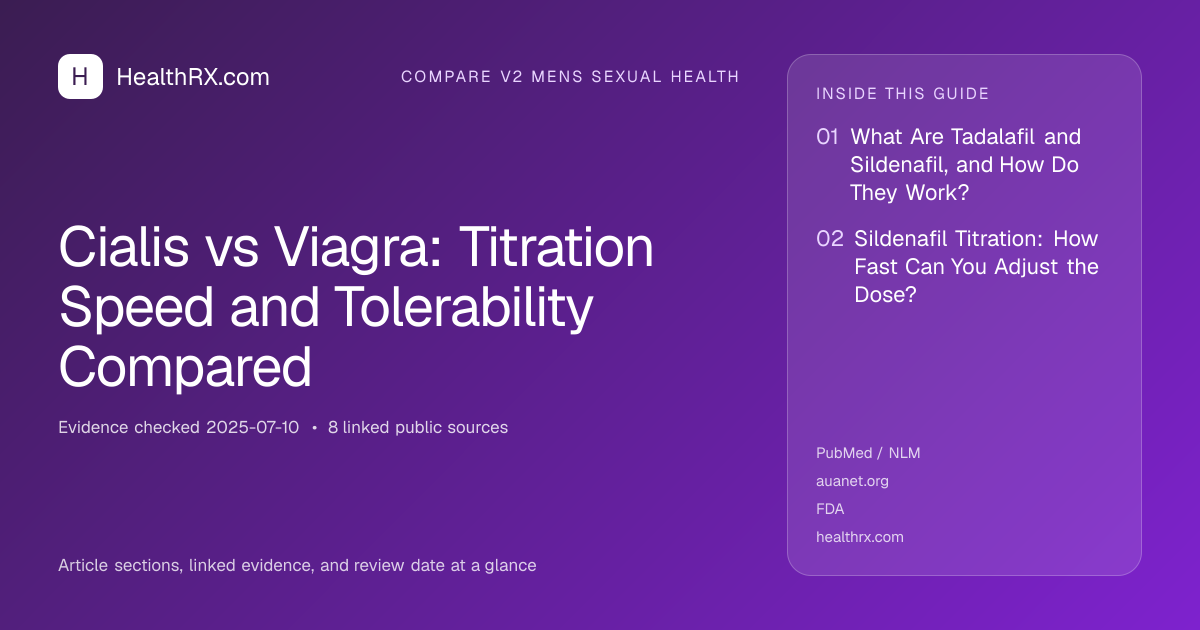 Evidence overview for compare v2 mens sexual health: Cialis vs Viagra: Titration Speed and Tolerability Compared