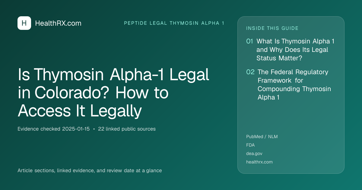 Evidence overview for Is Thymosin Alpha-1 Legal in Colorado? How to Access It Legally