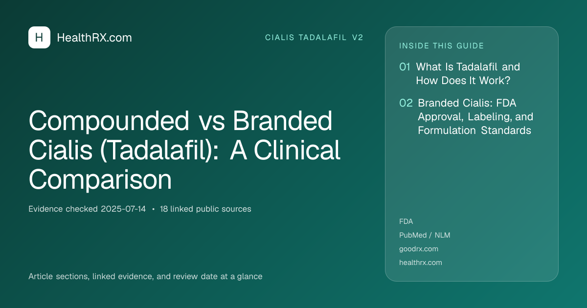 Evidence overview for Compounded vs Branded Cialis (Tadalafil): A Clinical Comparison