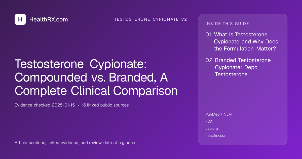 Evidence overview for Testosterone Cypionate: Compounded vs. Branded, A Complete Clinical Comparison