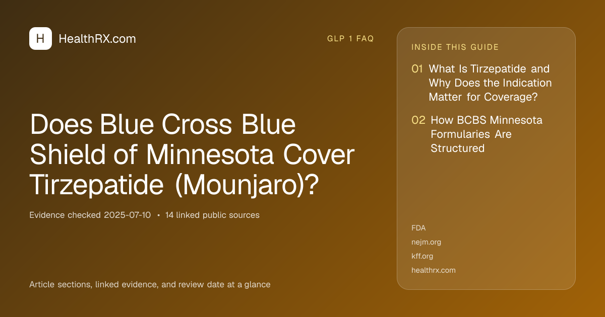 Evidence overview for Does Blue Cross Blue Shield of Minnesota Cover Tirzepatide (Mounjaro)?