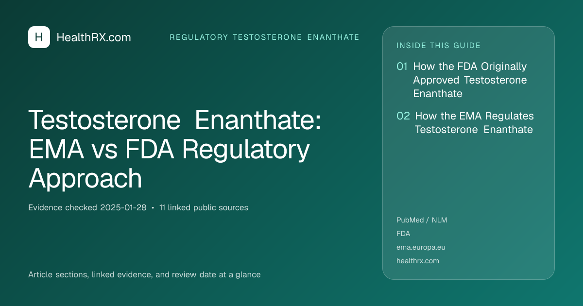 Evidence overview for Testosterone Enanthate: EMA vs FDA Regulatory Approach