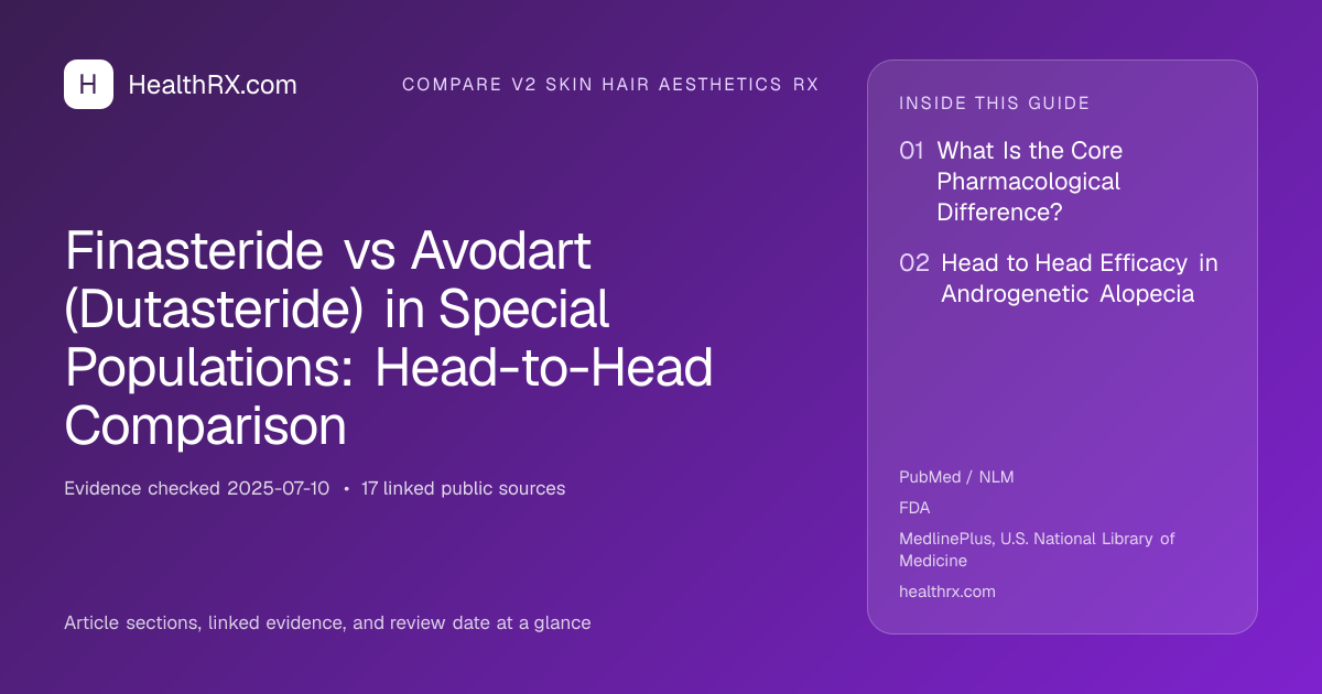 Evidence overview for compare v2 skin hair aesthetics rx: Finasteride vs Avodart (Dutasteride) in Special Populations: Head-to-Head Comparison